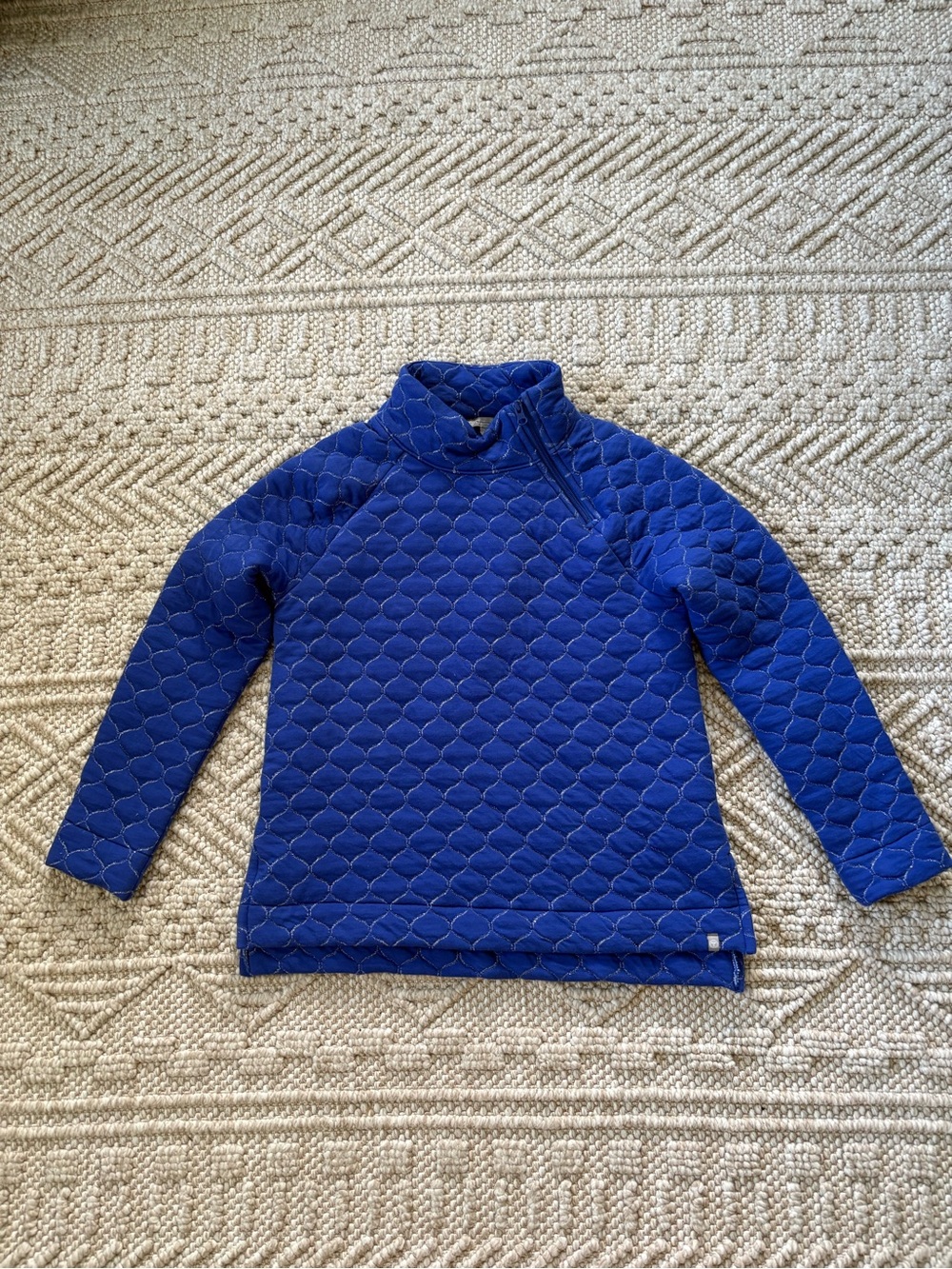 Talbots Women’s Blue Quilted 1/4 Zip Cotton Pullover with design